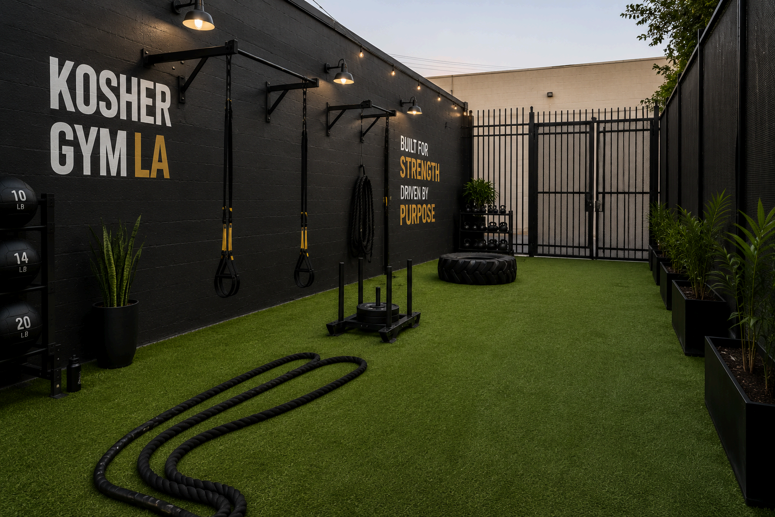 Outdoor turf training area rendering